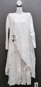 Chicme Turn Up Sleeves Slit Raw Edges Women's Top & Wide Leg Pants Set L White - Picture 1 of 8