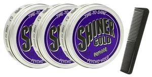Shiner Gold Psycho Hold Pomade 3 Pack Strong Hold High Shine NEW - Picture 1 of 4