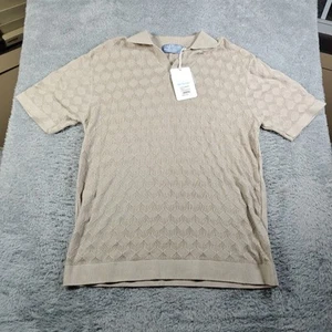 Free Planet Herren XL Häkel Strick Pullover Poloshirt gerippt Geo Muster - Bild 1 von 4