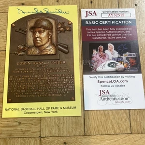 Duke Snider Auto Signed Hall Of Fame Postcard Cooperstown Plaque JSA COA - Picture 1 of 3