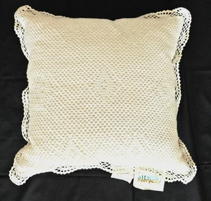 17x17 Martha Stewart White Crocheted Top Cover Pillow Decorative Throw - Picture 1 of 3
