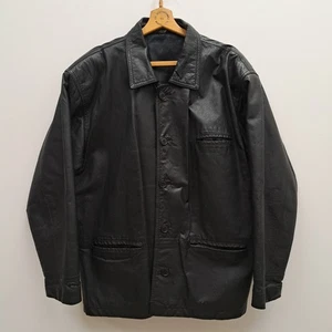 Vintage Black Leather Jacket Grunge/ALT Size L - Picture 1 of 13