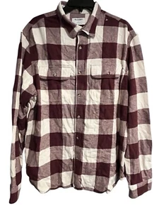 Vecchia Camicia Marina Militare Uomo Rosso Vino Crema Plaid Manica Lunga Flanella Bottoni Taglia XL - Foto 1 di 10
