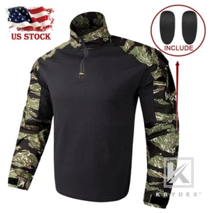 KRYDEX Gen3 Combat Shirt Army Tactical Uniform Tops & Elbow Pads Airsoft GT Camo - Picture 1 of 7