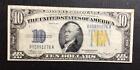 1934A $10 Us North Africa "Gold" Seal Silver Certificate! Very Fine! x1076 Money