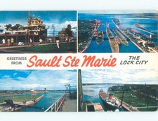 Unused Pre-1980 FOUR VIEWS ON ONE POSTCARD Sault Ste. Marie Michigan MI E7644