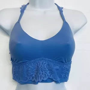 Victoria's Secret Pink Lace Bralette Bra Racerback Unlined Size Small Blue NEW - Picture 1 of 10