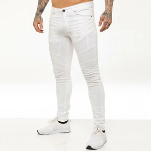 Pantalones de mezclilla rasgados de motociclista ajustados elásticos Enzo para hombre todas las tallas del Reino Unido - Imagen 1 de 49