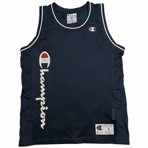 CHAMPION Basketball Embroidered Mesh Tank Top Vest Men's SMALL Navy - Picture 1 of 4