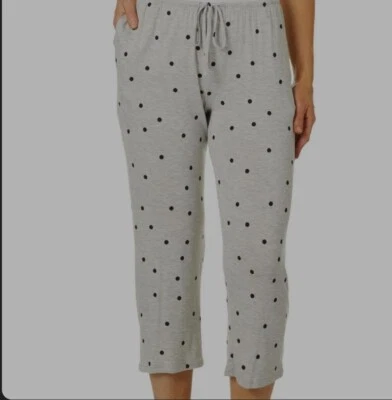 Ellen Tracy Large Women's Yours to Love Cropped Sleep Pants Grey Dot - Image 1 of 3