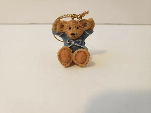 Vintage Kurt S Adler Mini Teddybär in blauem Kleid Weihnachtsschmuck 1,25" groß - Bild 1 von 7