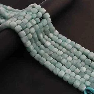 1 Strand Amazonite Faceted Briolettes - Cube Shape Briolettes - 8mm-9mm - 10 Inc - Picture 1 of 4