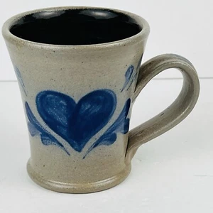 Rowe Pottery Works Salt Glazed Heart Coffee Tea Mug 8 oz Vintage 2002 - Picture 1 of 13