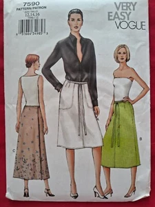 Vogue Pattern #7590 Size 12-14-16 Misses' Skirt, A-line Wrap Skirt Below Knee FF - Picture 1 of 2