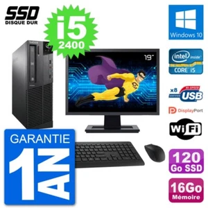 PC LENOVO M91p SFF Bildschirm 19 " Intel i5-2400 RAM 16Go SSD 120Go Windows 10 - Bild 1 von 3