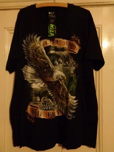 New Eagle Wolf Native American Indian Biker T- Shirt Front & Back Print XL - Picture 1 of 3