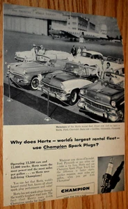 1956 HERTZ RENTAL LOT ORIGINAL VINTAGE ADVERTISEMENT PRINT AD-56 CHEVY FORD BU - Picture 1 of 1