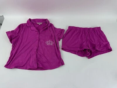 Juicy Couture Womens Sleepwear 2 Pc Set Shirt & Shorts JC Purple Size M - Image 1 of 4