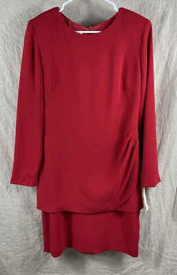 Casual Corner NWT Women's Red Long Sleeve Back Zip Up Layered Dress Size 8 - Image 1 of 4
