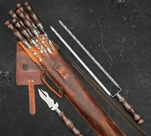9Pcs Наndmade Stainless Steel Skewers Set Shashlik BBQ Grill Kebab "QUIVER MAX" - Picture 1 of 7