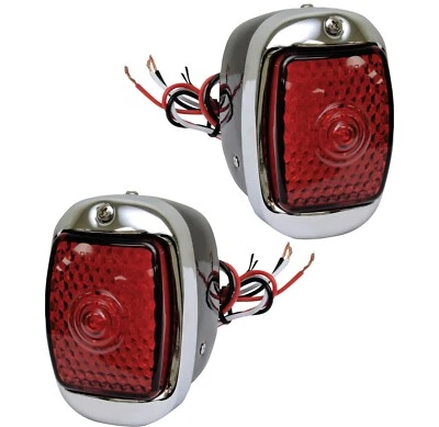 1940~1953 Chevy Pickup Truck Tail Lamp Light 45 LED Red Lens Black  Housing Pair - Image 1 of 4