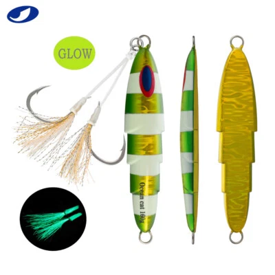 Señuelos de pesca con plantilla de paso plano brillante de metal de plomo gancho de hundimiento vertical aparejo de cebo  Foto 1 de 4