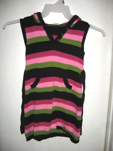 Gymboree Outlet Pink Green Navy Blue Sleeveless Striped Hoodie Sweater Dress 5 - Picture 1 of 4
