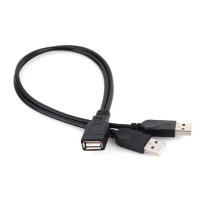 Adaptador de corriente USB 2.0 hembra a 2 USB macho doble conector de cable divisor en Y Foto 1 de 4