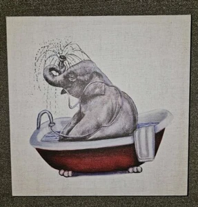 12 Zoll x 12 Zoll Leinwanddruck hängende Wanddekoration Damen Brooks Elefant in der Badewanne - Bild 1 von 4