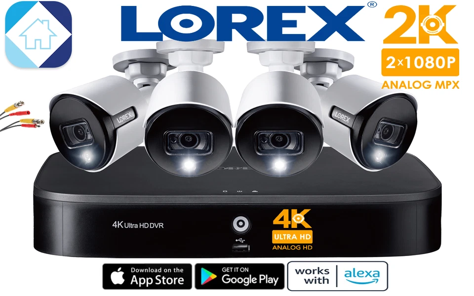 Lorex Smart 4K ultra HD 8-Channel 2TB DVR 4-2k/5MP Bullet Camera Security System - Image 1 of 4