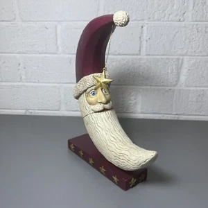 SELTEN Vintage 9 Zoll Mondsichel Weihnachtsmann Harz Schmuckschatulle handbemalt schwere Figur - Bild 1 von 14