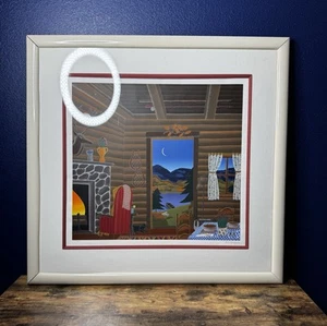 Thomas McKnight “Log Cabin” Signed Numbered Framed Art 41x40 Rare Vintage Antiq - Picture 1 of 15