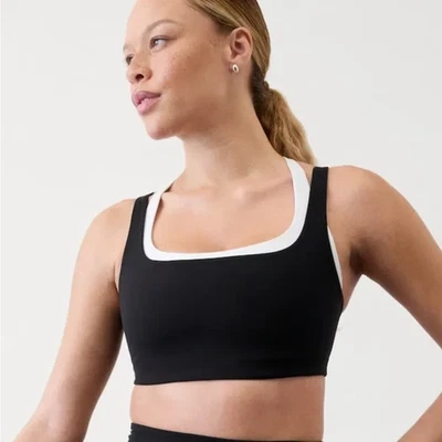 ATHLETA Double Up Sports Bra D-DD  L  Large | Black White #603748 NEW - Image 1 of 3