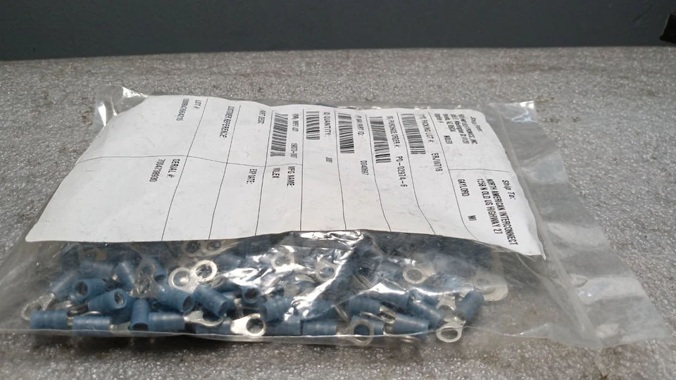 Lot of 300 Molex Ring Terminal Connector 10 Stud Circular 14-16 AWG Crimp - Blue - Image 1 of 2