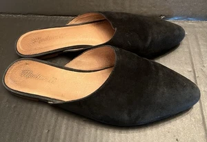 MADEWELL Women's “Remi” Black Suede Pointed Toe Slip On Mule Flats Sz 8 Coquette - Picture 1 of 11