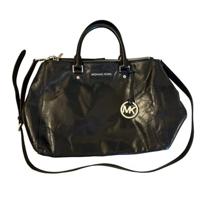 Bolso de Mano Michael Kors Mediano Sutton Cuero Negro Brillante Bolso de Trabajo Foto 1 de 4