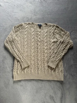 Lands’ End Drifter Cable Knit Jumper Beige XL 18 – Excellent Condition - Image 1 of 4
