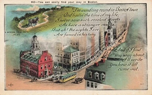 Boston cartolina d'epoca - Foto 1 di 2