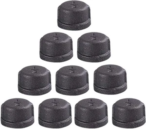 1/2 Inch Malleable Cast Iron Pipe Cap, DIY Retro Furniture Threaded Black - Picture 1 of 9