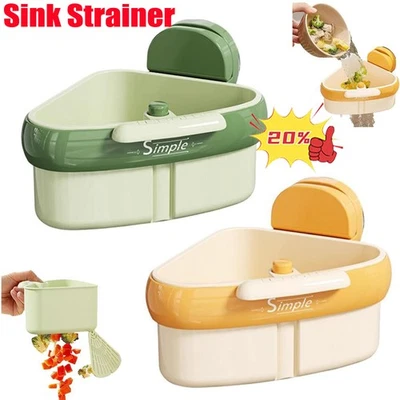 Fregadero de esquina colador ventosa fregadero esquina estante fregaderos basura alimentos recogedor Foto 1 de 4