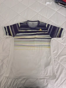 Adidas Freelift Herren Kurzarm M T-Shirt Sport Training Streifen Weiß Top - Bild 1 von 9