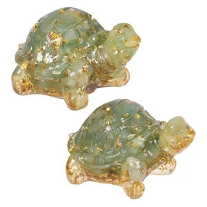 Pack de 2 Estatuillas Tortuga Resina Aventurina Verde, Estatua Tortuga Piedra para G... - Imagen 1 de 8