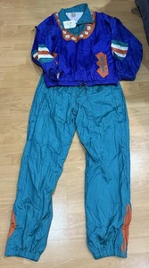 Vintage Costa Brava Track Suit Mens Large Blue Teal Nylon Windbreaker Ski 90s - Picture 1 of 5