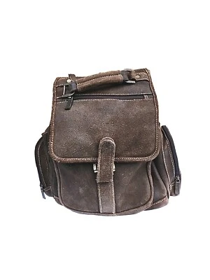 Claire Chase JEG Distressed Genuine Nubuck Brown Leather City Backpack Bag *READ - Image 1 of 4