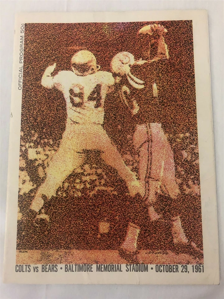 1961 CHICAGO BEARS vs BALTIMORE COLTS Program JOHNNY UNITAS Raymond BERRY Halas - Image 1 of 4