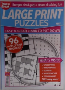 Take a Break Large Print Puzzles #5 May 2025 Crosswords Wordsearch Sudoku - Picture 1 of 1