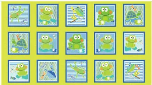 Toad Frog Fabric 24" X44" Panel Frog Dragonfly Toadily Cute Cotton Benartex - Picture 1 of 1