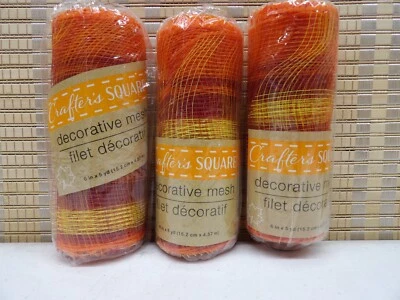 3X Malla Decorativa Cuadrada para Artesanos - Nueva - 6" x 5 yardas - Naranja/Amarillo/Marrón Foto 1 de 4
