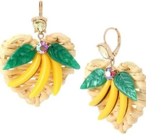 ORECCHINI A BANANA BETSEY JOHNSON NUOVI CON ETICHETTE CON STRASS - Foto 1 di 2