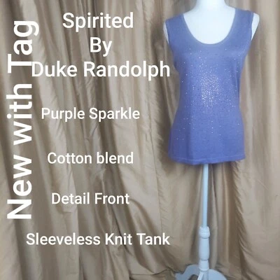 Camiseta sin mangas Spirited By Duke Randolph púrpura brillante tejida talla L nueva con etiquetas Foto 1 de 4